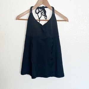 Lululemon Black Built In Bra Open Back Strappy Tie Halter Top